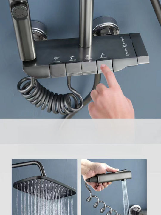 Verstellbare Duschsäule ohne Armatur Gray