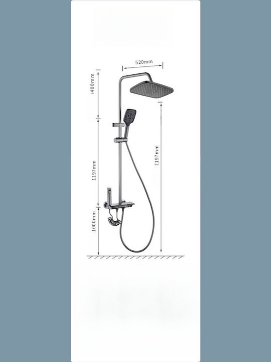 Verstellbare Duschsäule ohne Armatur Gray