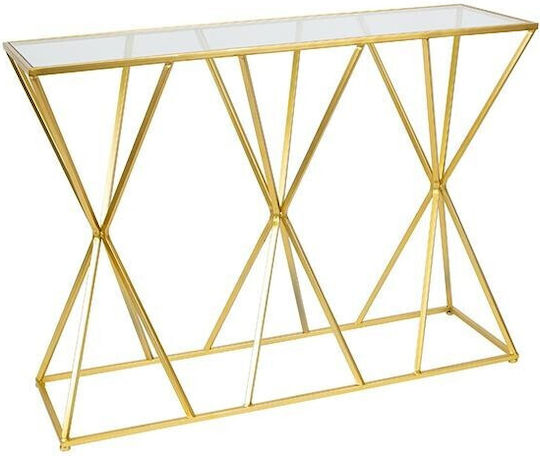 Estheti Home Конзолна Маса Метална Златиста Стъклен Плот 107x32x78cm 750-27012