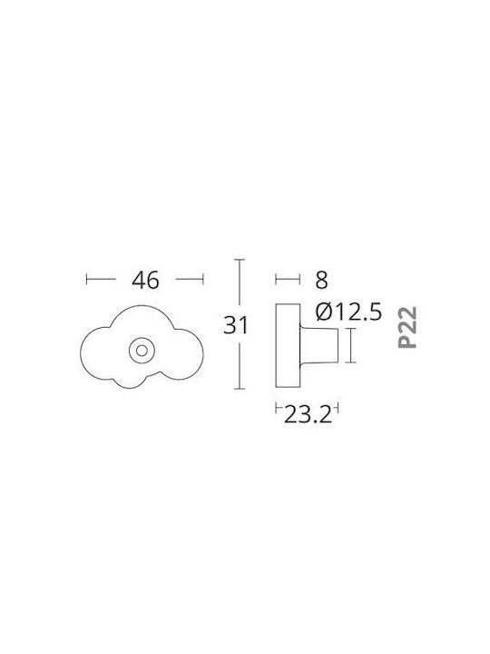 Conset Cloud Kids Knob Furniture made of Plastic in White Color 46mm C849-P22X04 1pcs