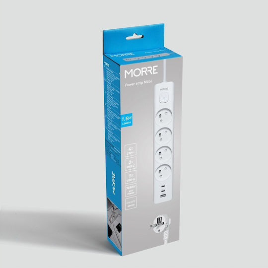 Energenie Steckdosenleiste 4 Steckdosen mit USB-A und Kabel 1,5 m