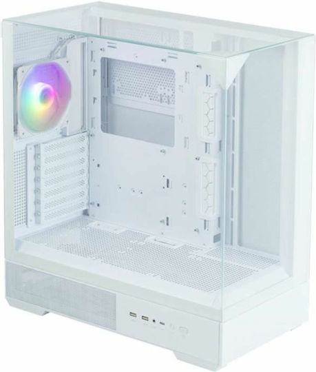 Zalman P40 Prism Plus Gaming Midi Tower Κουτί Υπολογιστή με Πλαϊνό Παράθυρο και ARGB Φωτισμό Λευκό