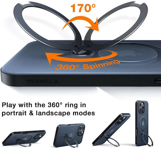 Torras Ostand Spin Umschlag Rückseite Silikon Orange (iPhone 17 Pro)