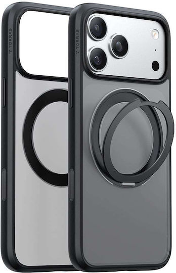 Torras Ostand Pro Umschlag Rückseite Silikon Schwarz (iPhone 17 Pro Max)