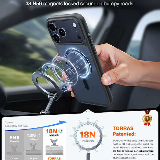 Torras Guardian Magnetic Back Cover Silicon Negru (iPhone 17 Pro)