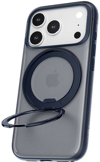 Torras Ostand R Umschlag Rückseite Silikon Marineblau (iPhone 17 Pro Max)