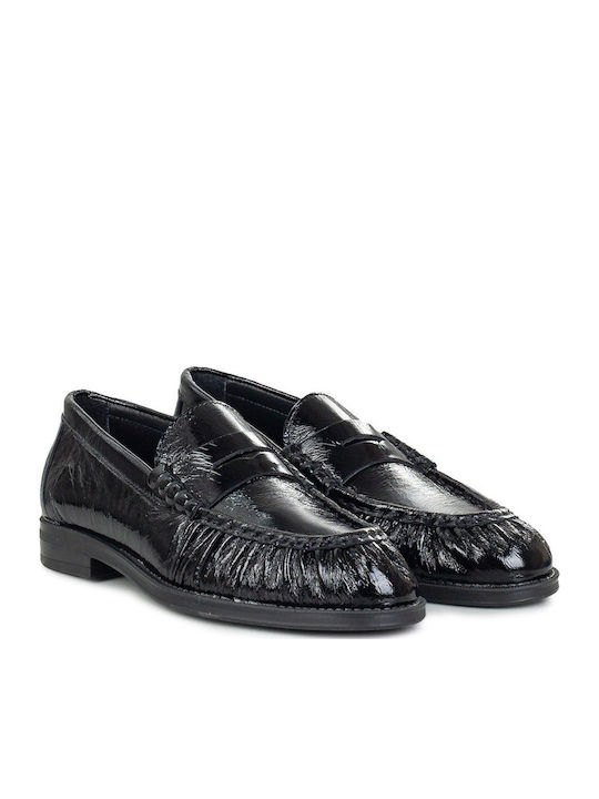 Δερμάτινα Γυναικεία Loafers σε Μαύρο Χρώμα