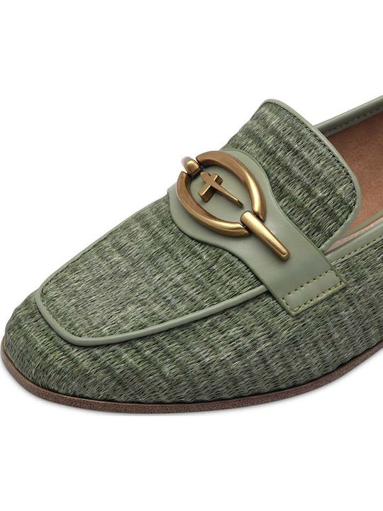 Δερμάτινα Γυναικεία Loafers σε Πράσινο Χρώμα