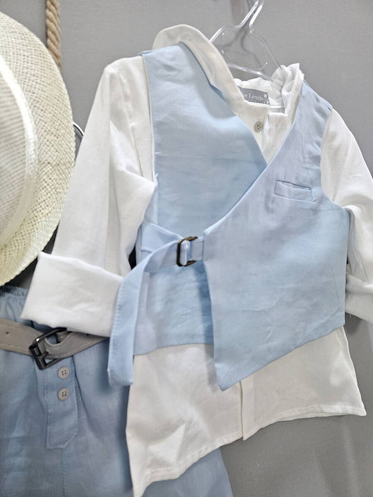 Guy Laroche Baptism Suit Light Blue/White 6 Pieces