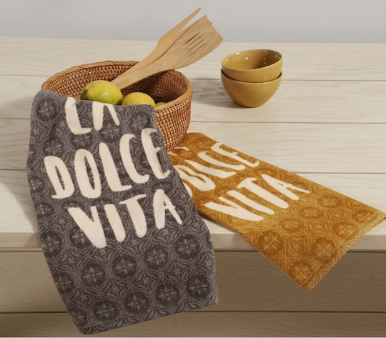 Nef-Nef Homeware La Dolce Vita Geschirrtuch in Gelb Farbe 40x60cm