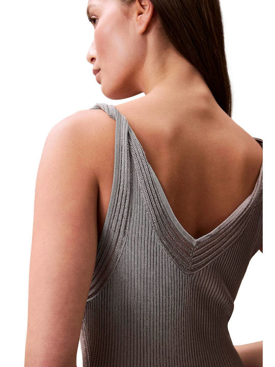 Sommer Midi Abendkleid Silber