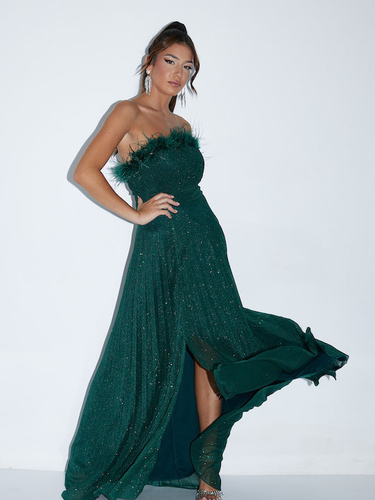 Rochii De Vară Pentru Femei Maxi Rochie Pentru Nuntă Botez Fără Bretele Cu Tul Glitter