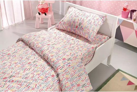Saint Clair Letters Set Kids Duvet Cover Single with Pillowcase Cotton Pink 160x220cm