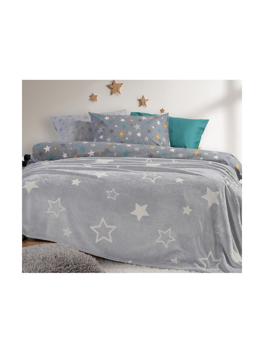 Nef-Nef Homeware Κουβέρτα Fleece Starlight Φωσφορίζουσα Grey 160x220εκ.