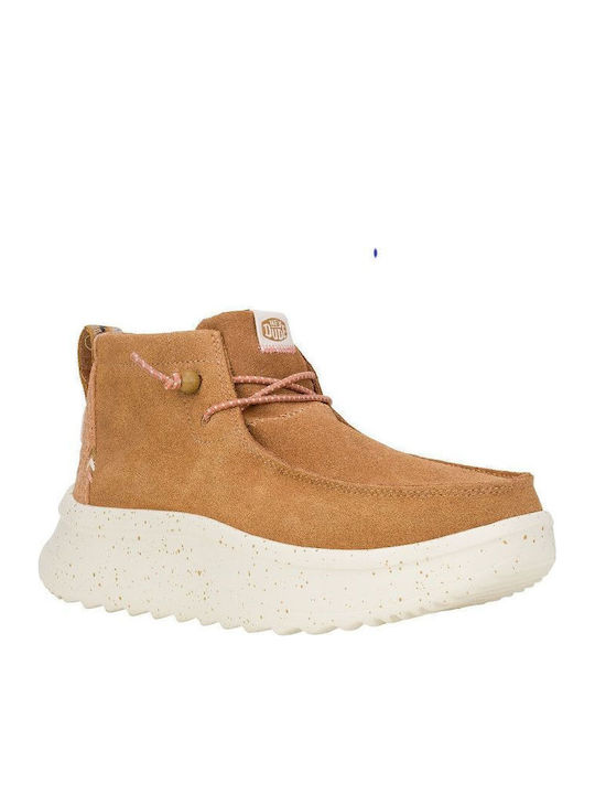 Wendy Peak Hi Suede Γυναικεία Μποτάκια με Πλατφόρμα Μπεζ