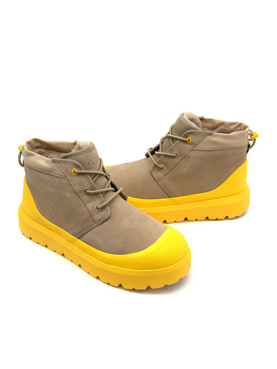 Neumel Weather Suede Yellow Chelsea Boots Waterproof