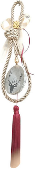 Kalliopi Silver Handmade Hanging Lucky Charm Beige made of Wood 2026 7cm 1pcs