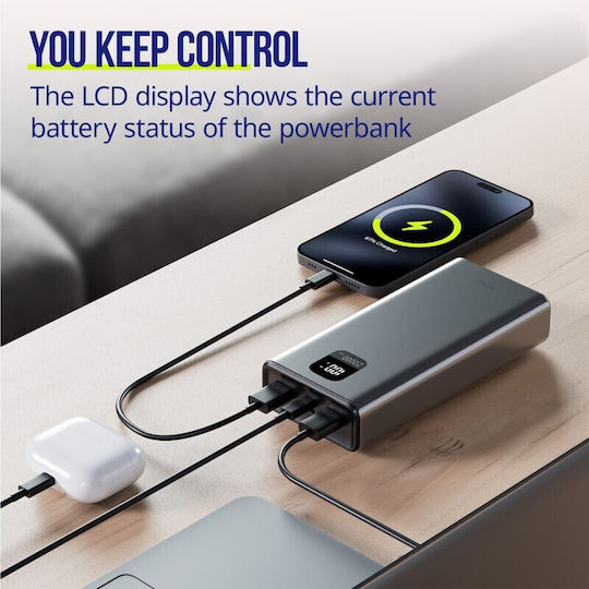 Allity APB-100 Power Bank 20000mAh 22.5W with 2 USB-A Ports and 2 USB-C Ports Power Delivery Gray