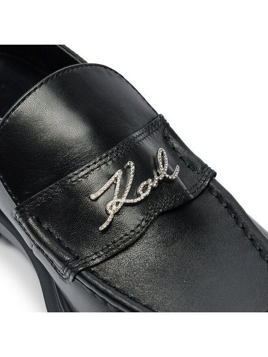 Leather Women's Moccasins in Black Color