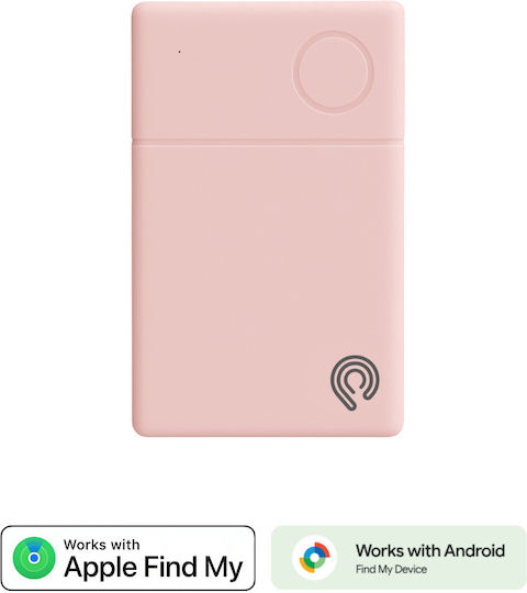 Hyperloq NeoCard Съвместим С Apple Find My Розова Презареждаща Се