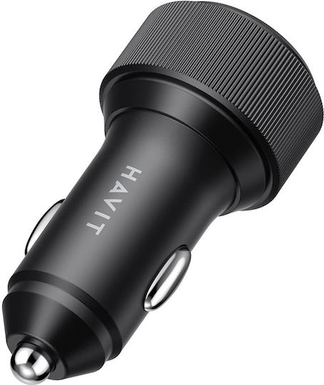 Φορτιστής Αυτοκινήτου 30W 3A με Θύρες: 2xUSB-A 2xType-C Μαύρο Χρώμα