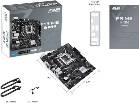 Asus Prime H610M-D Motherboard Micro ATX with Intel 1700 Socket