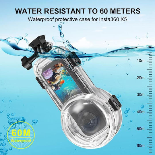 Puluz Ip68 Αδιάβροχη Θήκη 60m Insta360 X5 Transparent