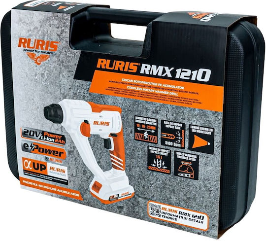 Ruris Percuție Ciocan rotopercutor Baterie 20V 1x4Ah cu Suport SDS Plus 12100RMX25B