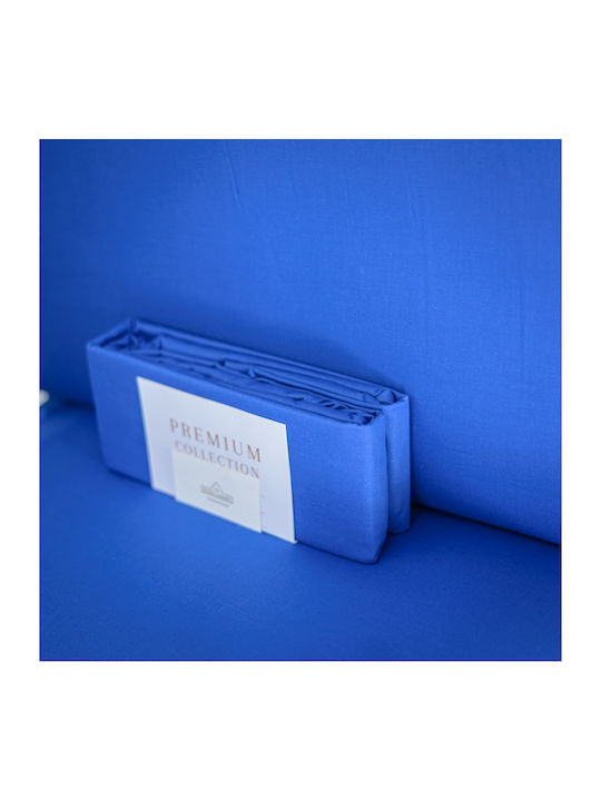 My Home Luxury Semi Double Bed Sheets Set With Rubber Hugger 120x200+25cm Royal Blue 3 Pieces