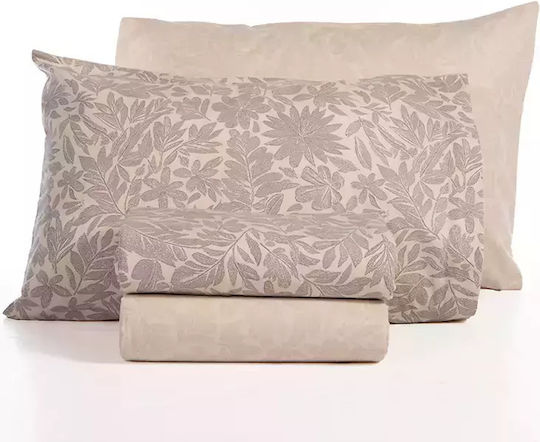 Nef-Nef Homeware Issual Σετ Σεντόνια King Size Φανελένια με Λάστιχο 180x200+32εκ. Grey (4τμχ)
