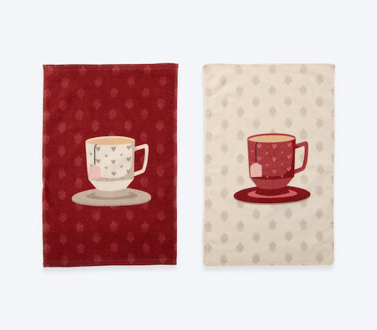 Nef-Nef Homeware Cup Of Tea Ποτηρόπανο σε Κόκκινο Χρώμα 40x60cm Nef-Nef Homeware Cup Of Tea Ποτηρόπανο σε Κόκκινο Χρώμα 40x60cm