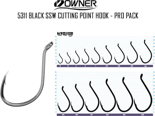 Куки За Риболов Owner Cutting Point Ssw 5311 Черен Хром 1/0 – 9/0 #8/0