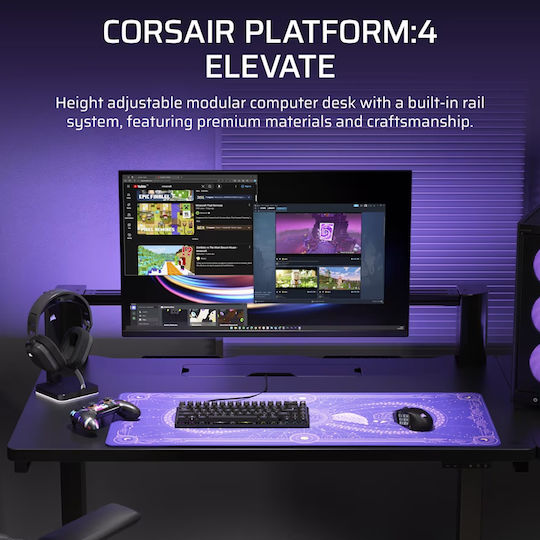 Γραφείο Gaming με Ρυθμιζόμενο Ύψος & USB θύρες 120x76x74εκ. Black Laminate Γραφείο Gaming με Ρυθμιζόμενο Ύψος & USB θύρες 120x76x74εκ. Black Laminate