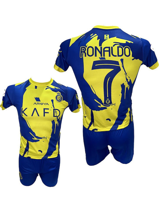 Kids Football Set Al Nassr Ronaldo Yellow Blue Blue Letters Special Edition 290825-19