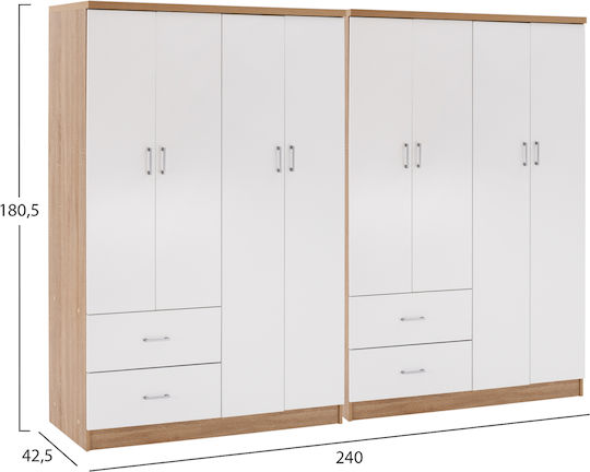 Briana Οκτάφυλλη Ντουλάπα 241x42.5x180.5cm