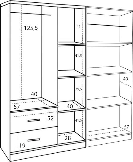 Caesar Πεντάφυλλη Ντουλάπα 150x42.5x181cm