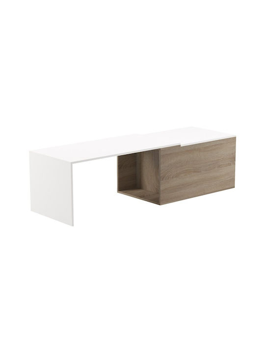 Rectangular Central Coffee Table Extera Wooden White-Sonoma L160xW50xH45cm