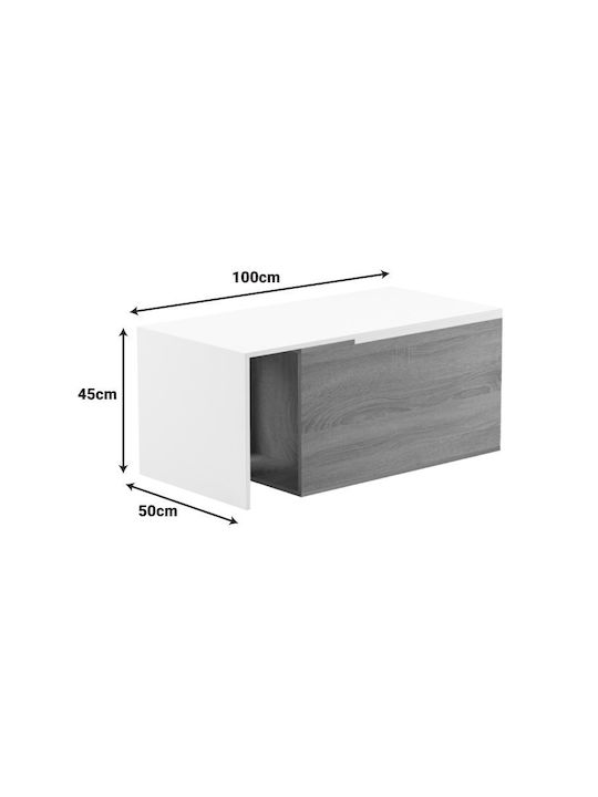 Rectangular Central Coffee Table Extera Wooden White-Sonoma L160xW50xH45cm