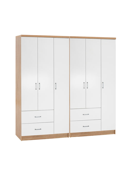 Sechs Türen Kleiderschrank Caesar Sonama, White 180x42.5x181cm