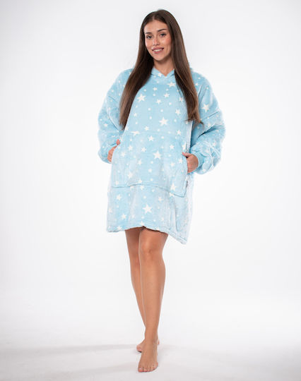 Kocobluza Sherpa Decke mit Ärmeln 80x84cm Blau