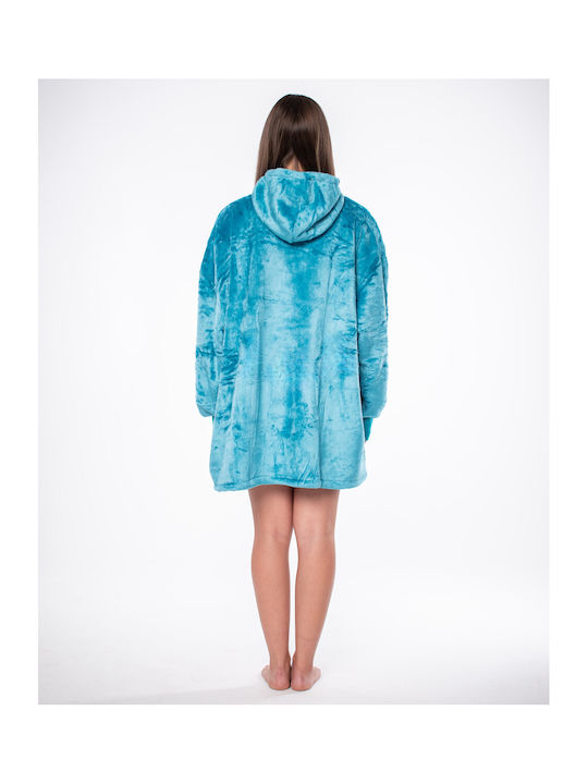 Sherpa Blanket with Sleeves 80x84cm Blue