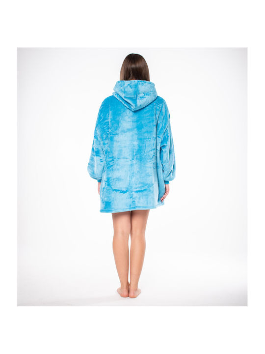 Sherpa Decke mit Ärmeln 80x84cm Blau