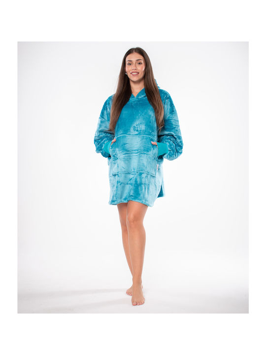 Sherpa Blanket with Sleeves 80x84cm Blue
