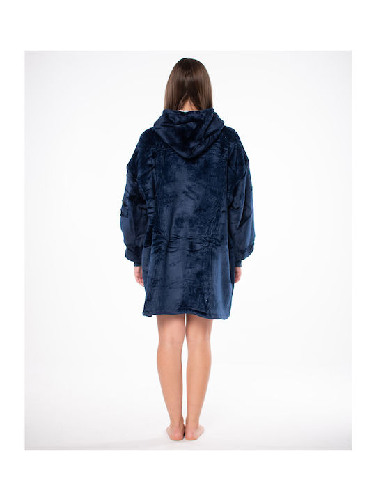 Sherpa Decke mit Ärmeln 80x84cm Navy Blau