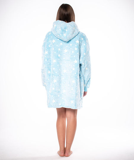 Kocobluza Sherpa Decke mit Ärmeln 80x84cm Blau