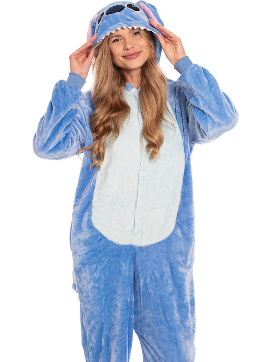 Pijama Onesie De Iarnă Pentru Femei Albastră