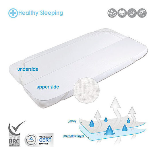 Matex Waterproof Crib Mattress Protector Cotton with Elastic Straps 60x120cm