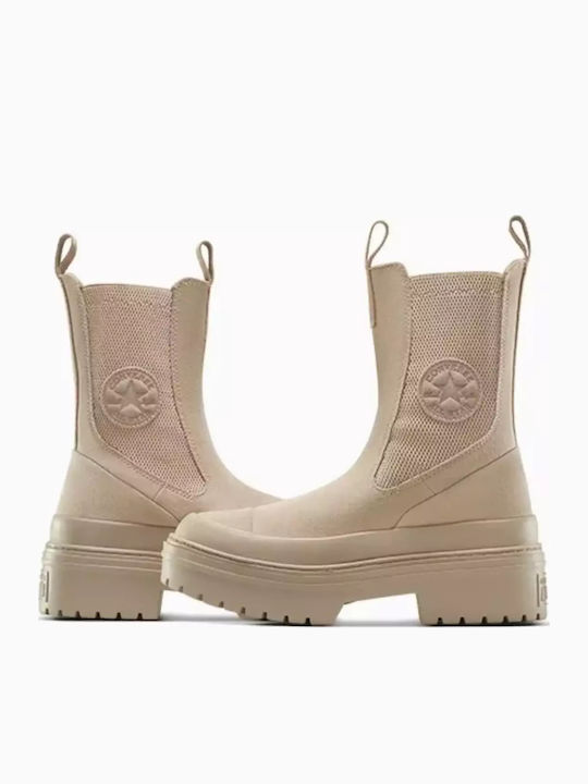 Chuck Taylor Leder Damen Chelsea Stiefeletten Beige