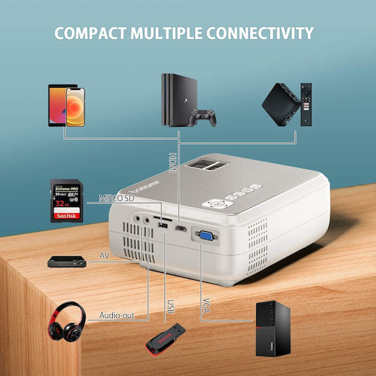B09KNB6CRC Mini Projector DLP HD Λάμπας LED