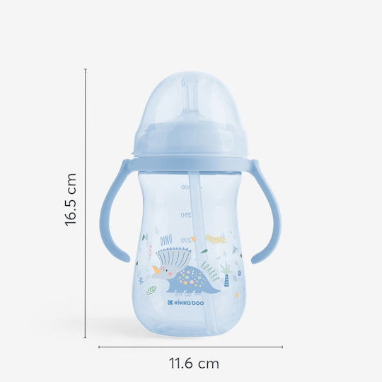 Kikka Boo Baby Cup with Handles and Straw Dino World made of Silicone Blue 300ml for 8m+m+